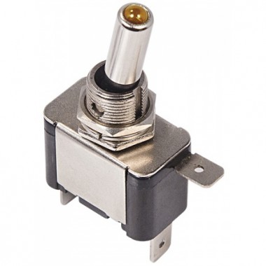 Тумблер ASW-07D 12V 20А (3c) с жёлтой подсветкой