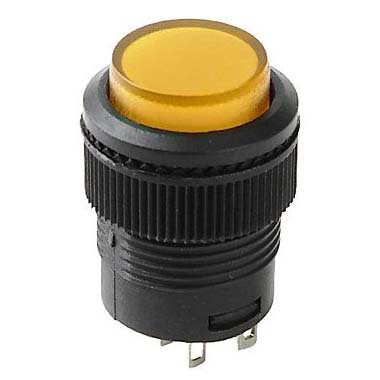 Выключатель-кнопка R16-503AD-Y Lock 250V 1А (4с)