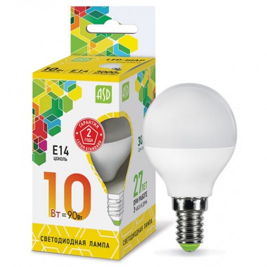 Лампа светодиодная ASD LED-ШАР-standard 10Вт Е14 3000К 