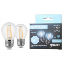 Лампа светодиодная GAUSS LED Filament A60 5Вт Е27 4100К