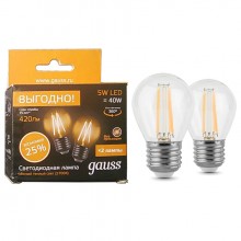 Лампа светодиодная GAUSS LED Filament A60 5Вт Е27 2700К