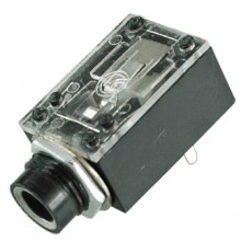 Разъём jack 6.35 мм (гн.) stereo на корпус с гайкой, ″стекло″ Разъём jack 6.35 мм (гн.) stereo на корпус с гайкой, ″стекло″