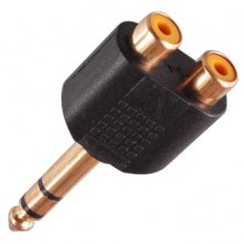 Переходник jack 6.35 мм (шт.) stereo — 2хRCA (гн.) позолоченный Переходник jack 6.35 мм (шт.) stereo — 2хRCA (гн.) позолоченный