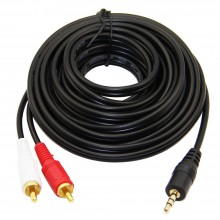 Шнур mini jack 3.5 мм - 2 RCA OD4.0x8.0мм 15м позолоченный