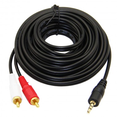 Шнур mini jack 3.5 мм - 2 RCA OD4.0x8.0мм 15м позолоченный