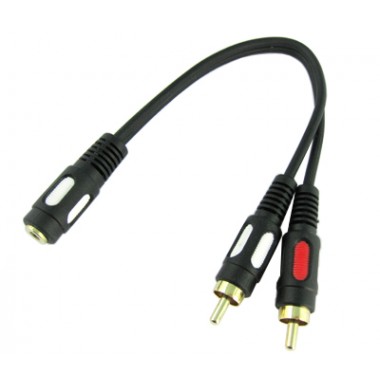 Адаптер mini jack 3.5 мм (гн.) - 2 RCA (шт.) OD4.0х8.0мм 0.3м
