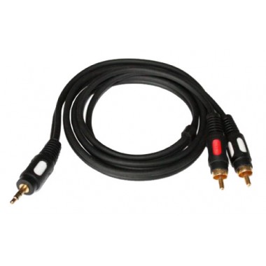 Шнур mini jack 3.5 мм - 2 RCA OD3.2x6.4мм 1.5м позолоченный