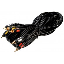 Шнур 3 RCA - 3 RCA OD4.0x12.0мм 10.0м позолоченный Шнур 3 RCA - 3 RCA OD4.0x12.0мм 10.0м позолоченный