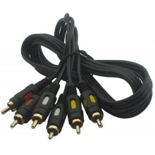 Шнур 3 RCA - 3 RCA OD4.0x12.0мм 2.0м позолоченный Шнур 3 RCA - 3 RCA OD4.0x12.0мм 2.0м позолоченный