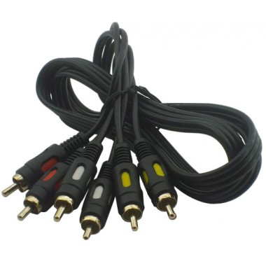 Шнур 3 RCA - 3 RCA OD4.0x12.0мм 2.0м позолоченный