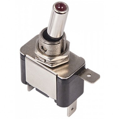 Тумблер ASW-07D 12V 20А (3c) с красной подсветкой 