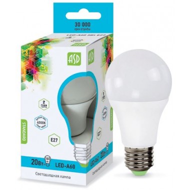 Лампа светодиодная ASD LED-A60-standard 20Вт Е27 4000К 