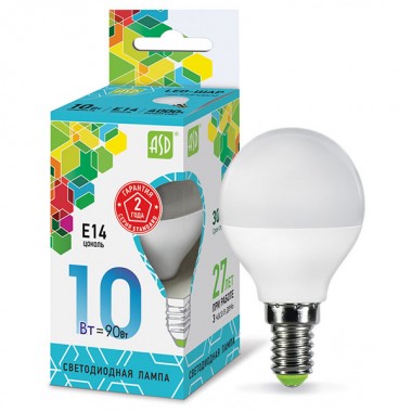 Лампа светодиодная ASD LED-ШАР-standard 10Вт Е14 4000К 