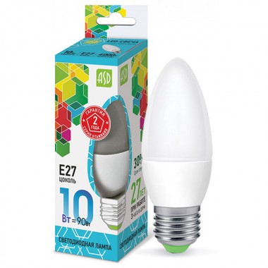 Лампа светодиодная ASD LED-СВЕЧА-standard 10Вт Е27 4000К 