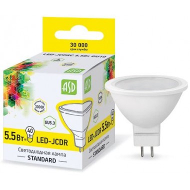 Лампа светодиодная ASD LED-JCDR-standard 5.5Вт GU5.3 3000К