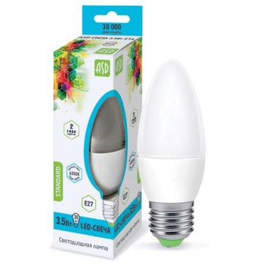 Лампа светодиодная ASD LED-СВЕЧА-standard 3.5Вт Е27 4000К 