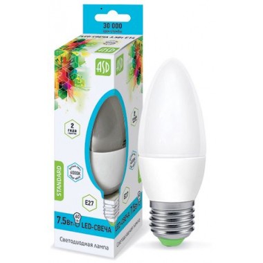 Лампа светодиодная ASD LED-СВЕЧА-standard 7.5Вт Е27 4000К 