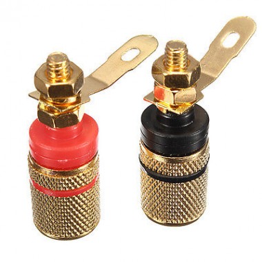 Разъём BANANA (гн.) 33.0мм на корпус, позолоченный