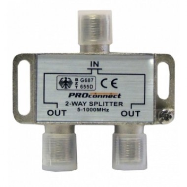 PROCONNECT 2-way splitter 5-1000 МГц под f-разъём PROCONNECT 2-way splitter 5-1000 МГц под f-разъём