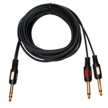 Шнур jack 6.35 мм stereo - 2 х jack 6.35 мм mono 1.5м позолоченный