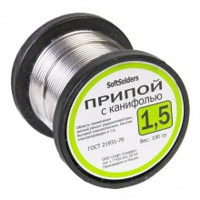 Припой Soft Solders Ø1.5мм с канифолью, 100 г Припой Soft Solders Ø1.5мм с канифолью, 100 г
