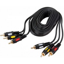 Шнур 3 RCA - 3 RCA OD4.0x12.0мм 5.0м позолоченный Шнур 3 RCA - 3 RCA OD4.0x12.0мм 5.0м позолоченный