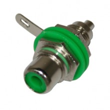 Разъём RCA (гн.) на корпус с изолятором, зелёный