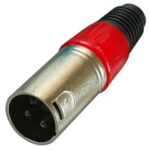 Цанговый разъём XLR 3P (шт.) на кабель, красный