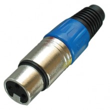 Цанговый разъём XLR 3P (гн.) на кабель, синий