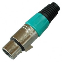 Цанговый разъём XLR 3P (гн.) на кабель, зелёный