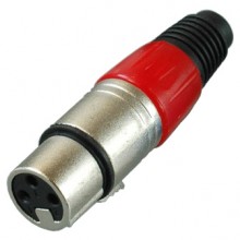 Цанговый разъём XLR 3P (гн.) на кабель, красный