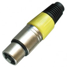 Цанговый разъём XLR 3P (гн.) на кабель, жёлтый